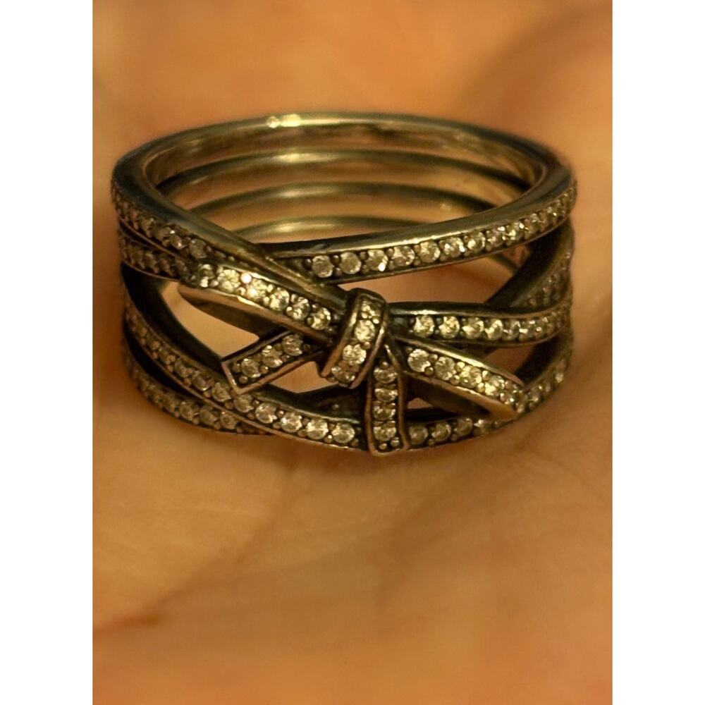 Pandora Bow Ring Sterling Silver 925 ALE Size 7.5 EU 56